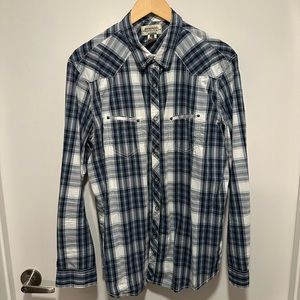 Men’s Large Plaid Button Down Shirt